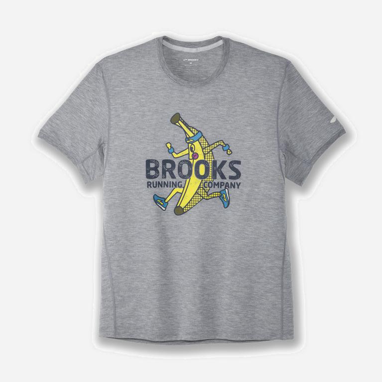 Brooks Distance Graphic Hardloopshirt voor Heren Grijs (XKYQZ-4053)